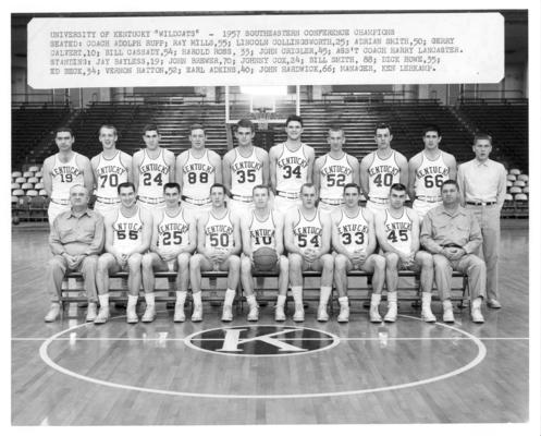 University of Kentucky; Basketball; Team Photos; 1957 team photo (labeled)