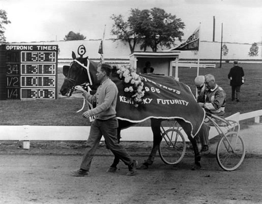 Horses; Harness Racing; Winner's Circle; Horse #6 is victorious at the 1965 Kentucky Futurity