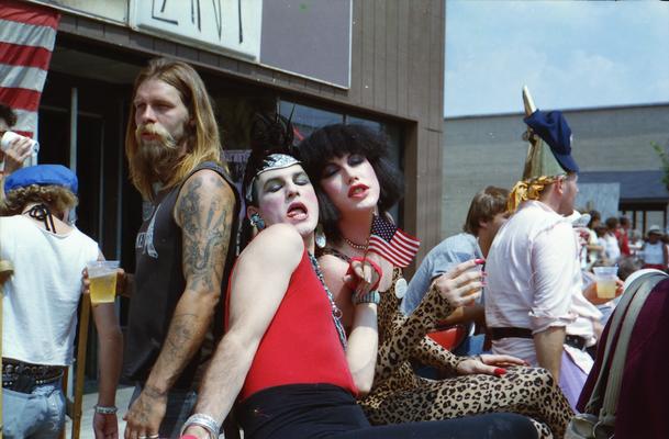 Group in front of Cafe LMNOP, some in costume