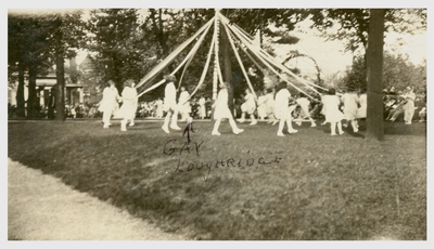 Children around a May Pole, handwritten on front in ink 