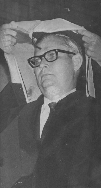 Gordon, Louis, Alumnus, pictured receiving honorary degree, 1966, photographer: Lexington Herald staff