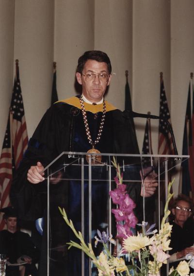 Roselle, President David P., University of Kentucky President 1987-1989, pictured at 1988 Commencement