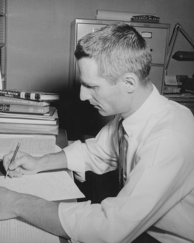 Thorpe, James, Nuclear Engineering Department, pictured at desk, from Public Relations Department