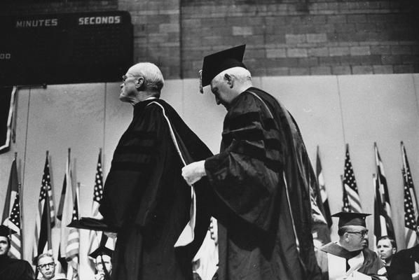 Trout, Allen M., Courier Journal Columnist, Honorary Degree Recipient, receiveing degree from Thomas Clark, History Professor