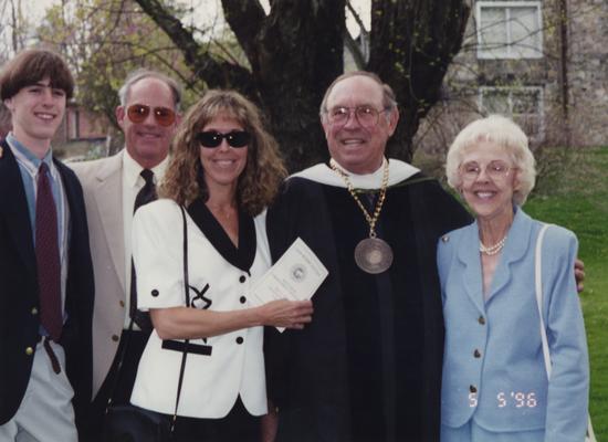 Whalen, S. J. Sam, Professor of Metallurgical Engineering, pictured from left to right; Grandson, unknown man, daughter, Whalen, and Millie Whalen (wife)