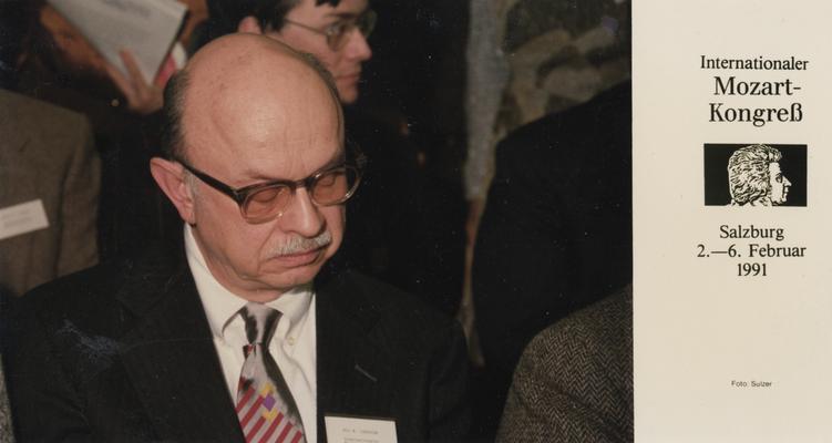 Longyear, Rey M., Musicologist, Professor, School of Music, 1964 - 1994, b. 1930 - d. 1995; pictured at the Internationaler Mozart-Kongreb in Salzburg, Austria, February 2 - 6, 1991