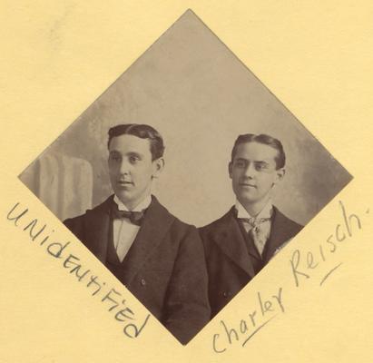 Reisch, Charles, Alumnus, pictured (right) with unidentified man