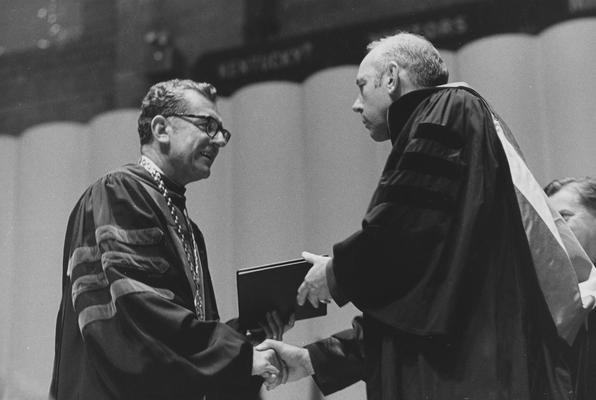 Caudill, Harry M., Professor, History Department, birth, 1922, death, 1990, author of books on conditions in Appalachia, receiving honorary degree, Commencement, 1971, Public Relations Department