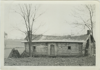 One story slave cabin and grave yard on Kentucky Governor Isaac Shelby's property; written on back: 