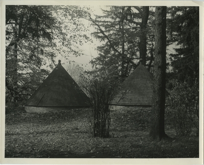 Two icehouses at Ashland, Henry Clay's house; written on back: Icehouses at 'Ashland' - Henry Clay House 1939 [illegible]