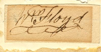 Autograph of William Floyd, the first New York Delegate to sign Declaration of Independence