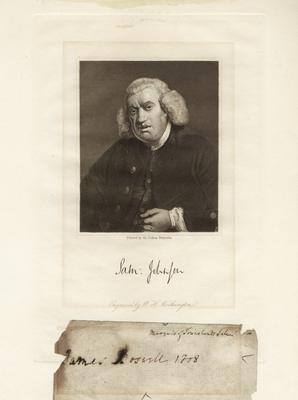 Portrait of James Boswell with hand written autograph 