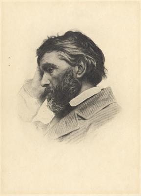 Portrait of Thomas Carlyle, Scottish historian; engraving of a photograph by Elliott & Fry, ca. 1854