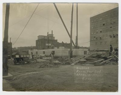 Construction of foundation for post office.                          Winchester Ky P.O. handwritten on verso