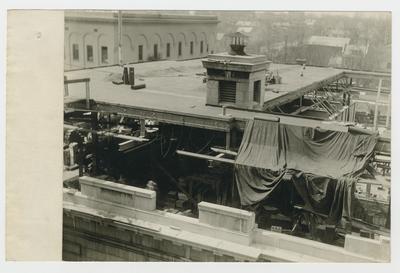 Post office rooftop addition.                          U.S. Post Office // Winchester, Ky., // March 30, 1935 // From Northeast looking Southwest typed on verso