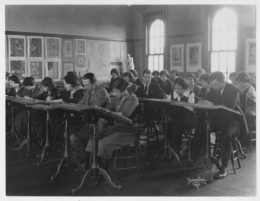 Students in an art class; Photographer: Young and Carl, Cincinnati, Ohio