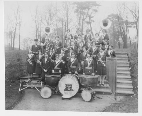 First University of Kentucky woman's band, directed by Elmer Sulzer, founder of WUKY - FM and the Public Relations office
