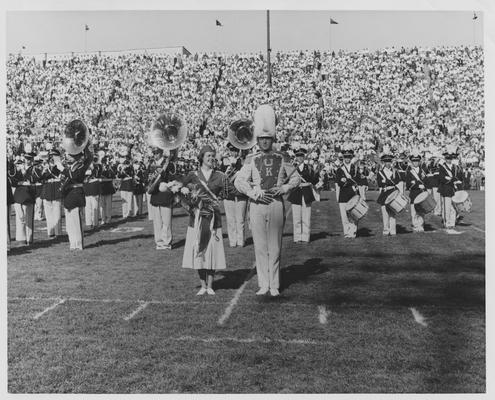 Band sponsor Judy Ruffner with Drum Major Roy Woodall