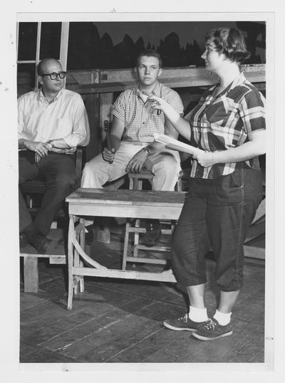 Backstage crew; From left to right: Arch Rainey, set designer, Bill Callas, and Jackie Mundell