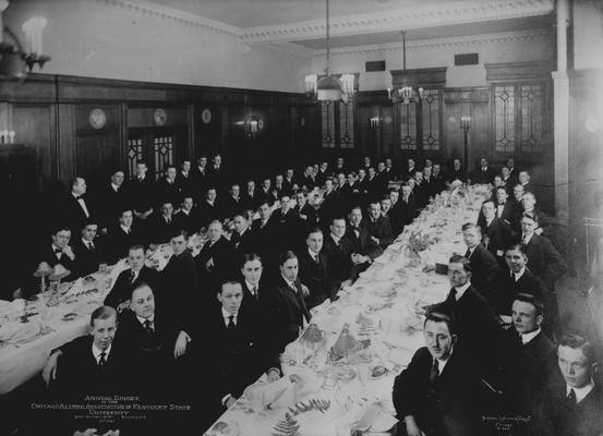 Unidentified men at the Annual Dinner of the Chicago Alumni Association of Kentucky State University, taken at the Great Northern Hotel in Chicago