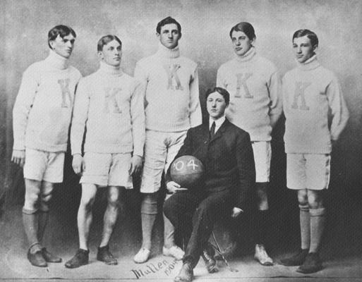 Basketball team photo, 1904; photographer, Mullen