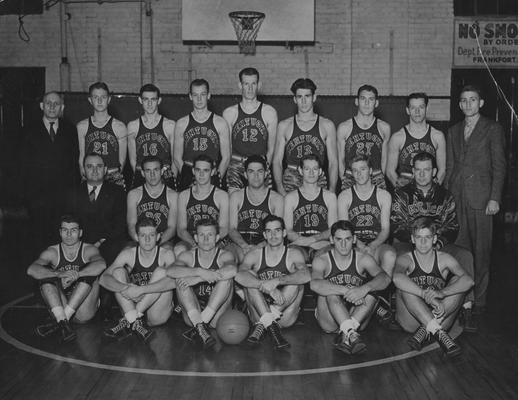 Men's Southeastern Conference Champion basketball team, with Adolph Rupp seated left, 1938-39 season; photographer:  John L. Carter