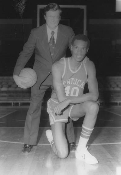 Basketball coach Joe B. Hall and player Fred Cowan