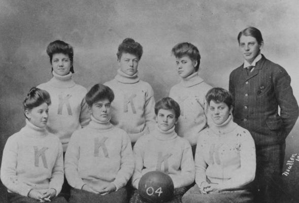 Women's basketball team, Kentucky State College, 1904; photographer:  Mullens; photo appears on page 95 in the 1904 Echoes yearbook