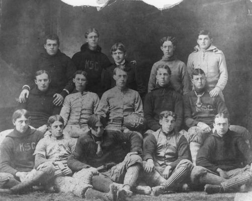 Unidentified members of the 1897 Kentucky State College football team; photographer:  J. D. Turner; photo appears on page 38 in the 1901 Kentuckian
