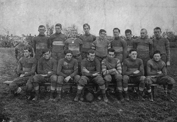 Ashley Ward (2nd row, 5th from left) and other members of the 1911 football team; photo appears on page 124 in the 1912 Kentuckian