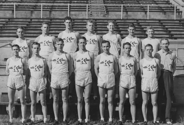 UK Track team photo; names of individuals listed on photograph sleeve; photo appears on page 206 in the 1941 Kentuckian