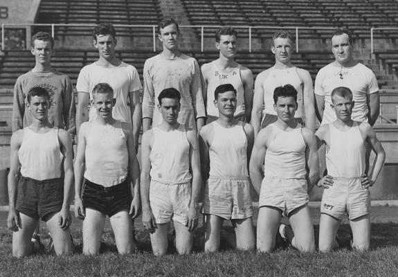 UK Freshman Track team photo; names of individuals listed on photograph sleeve; photo appears on page 207 in the 1941 Kentuckian