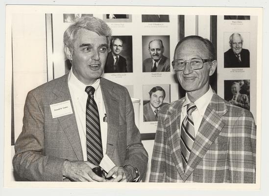 Leonard Press (left), Director of KET, and Donald B. Towles (right), are conversing at the Hillbrook Collection dedication