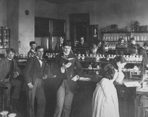 Students at work in a chemistry laboratory