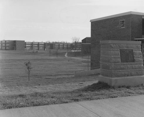 Standing on the side walk of Woodland Avenue, looking towards the Baseball Stadium. Received on June 25, 1958 from Public Relations