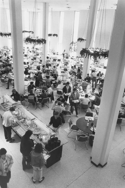 Dining in the Commons Cafeteria in 1986 at the Kirwan-Blanding Complex