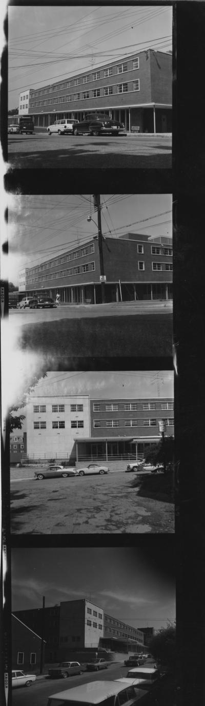 A proof sheet of Blazer Hall at different angles. Blazer Hall was built in 1961, but on October 14, 1962, it was dedicated to Mrs. Paul G. Blazer