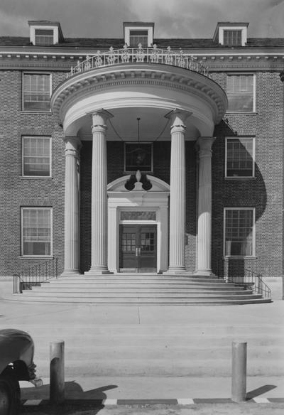 Entrance to Bowman Hall, a men's dormitory, was named after John Bryan Bowman. Construction began in 1946 and on June 4, 1948 it was dedicated