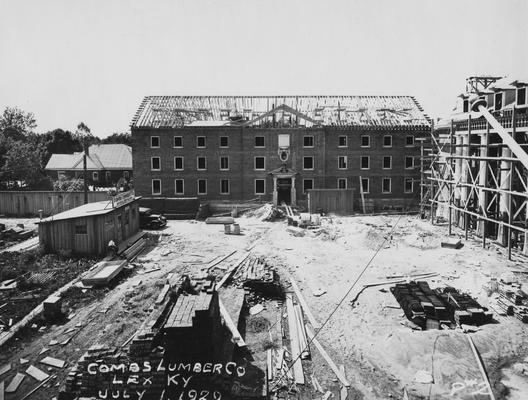 Construction of Breckinridge Hall, men's dormitory. Breckinridge Hall was named after William Campbell Preston Breckinridge. Photographer: La Fayette Studio