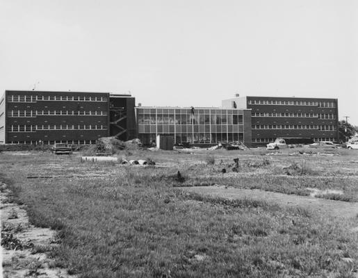 Construction of Haggin Hall is nearing completion. Haggin Hall was dedicated on September 16, 1960 and was named after James B. Haggin