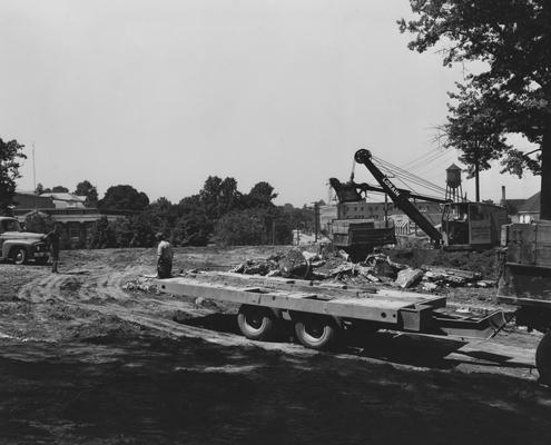 Construction of Holmes Hall in 1956, a woman's dormitory which was named after Sarah B. Holmes and dedicated on May 25, 1958. Photographer: Herald-Leader