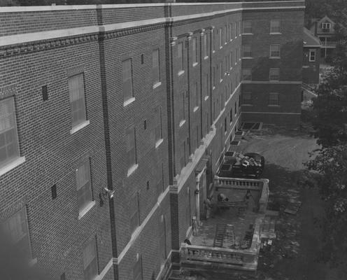 Construction of Keeneland Hall, a woman's dormitory. Keeneland Hall was named after the Keeneland Foundation which donated $200,000 and on October 17, 1955, it was dedicated to the foundation