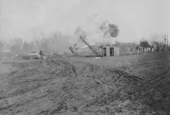 Construction of Breckinridge Hall, Kinkead Hall, and Bradley Hall in 1929. Construction of Bowman Hall was not until after World War II