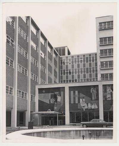 The exterior with the mosaic on the front of the Chandler Medical Center