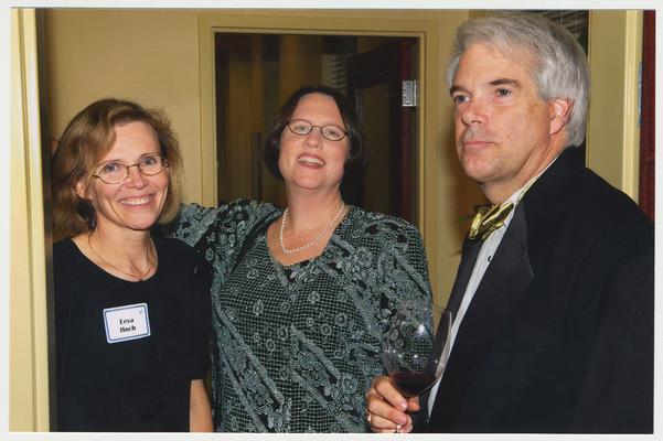 Eeva Hoch (left); Sharon Turner (center), Dean of Dentistry; and an unidentified man are at a ceremony for the reopening of the Main Building