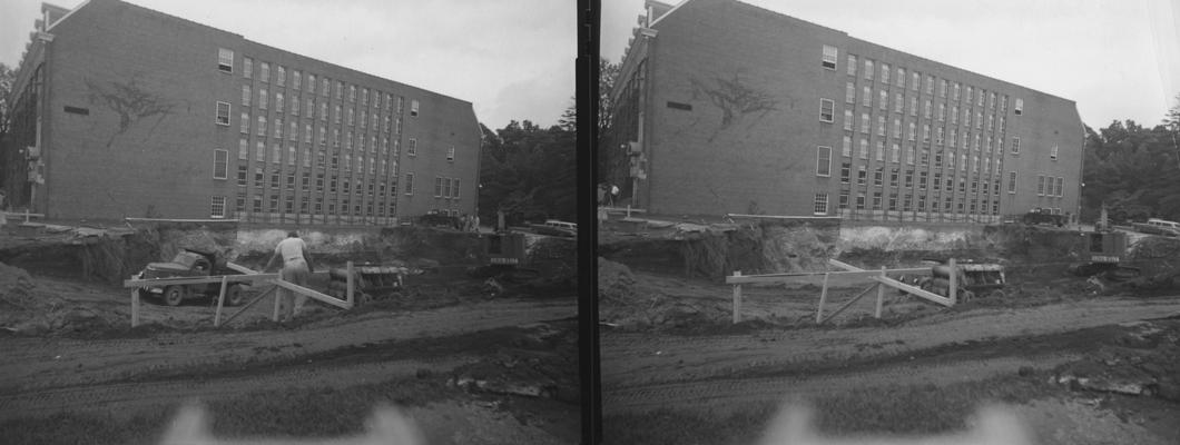 Excavation for new wing of M. I. King Library. Received in September of 1961 from Public Relations