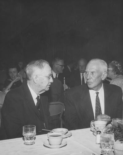 At the dedication at Spindletop, H. L. Donovan, J. Winston Coleman, Jr.; at the back table from left to right: Sarah Cook, Mr. Dwight Tenny (facing camera), and Miss Virginia Heyes