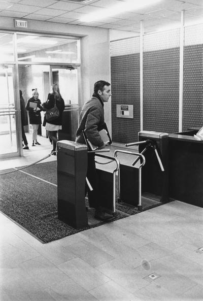 Interior entrance of the King Library. This image appears first on page 130 of the 1969 