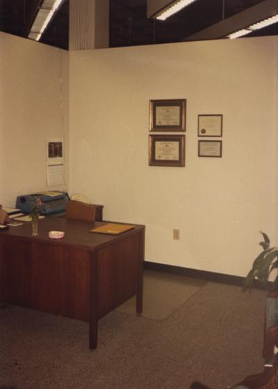 A color photo of an office in room 110, the Special Collections Department, after the renovation. Photographer: Terry Warth