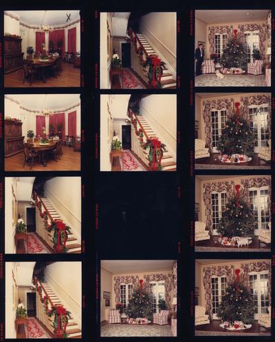A photo sheet of Maxwell Place decorated for Christmas, while President Roselle was the resident